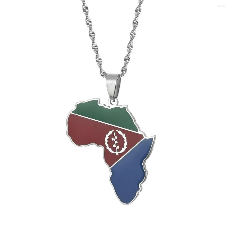 Collar Con Colgante Mapa De África En Acabado Brillante | Cadena Ajustable De 50 Cm | Acero 316L | Unisex Y étnico