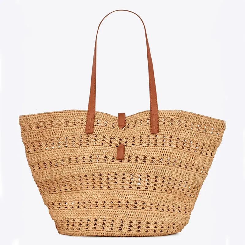 Sacs de plage en paille Sunshine Totes Bag Shopping Sac à main Underarm Shoulder Purse Hollow Out Metal Letters Grande capacité Portable Open Fashion Women Sacs à bandoulière