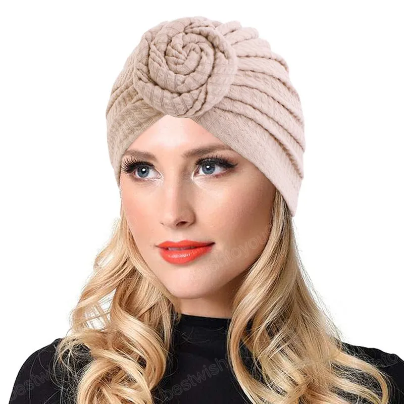 Twist Knoten Turban Caps für Mode Frauen Stretch Hijab Chemo Cap Muslim Soft Cotton Haarausfall Kopftuch Wrap Bonnet Hat Turbans