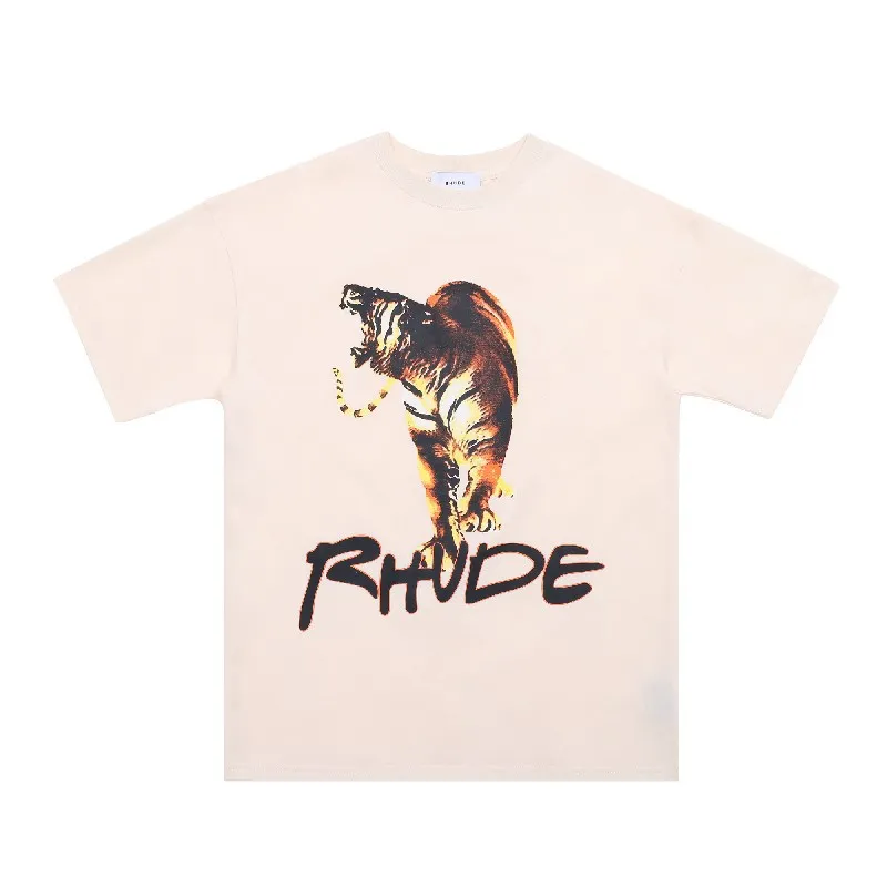 Rhude Mens T-Shirts Shorts High Street Fashion Designer for Men Shirt krótkie rękawowe druk Crewneck Casual T-Shirt TOP TEE Asian Size 612