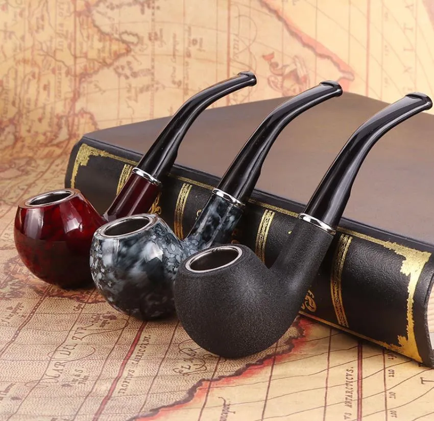 Smoking Pipes New Men's Resin Big Pipe Removable Cleaning and Filtering Imitation Marble Cigarette Holder Curved Hammer Cigarette Pipe