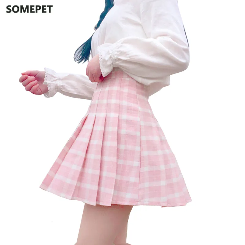 Gonne Harajuku Gonna donna Gonne a pieghe stile preppy Mini giapponese Uniformi scolastiche carine Saia Faldas Ladies Jupe Gonna Kawaii 230506