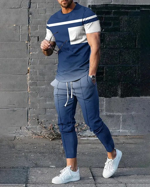 Tute da uomo Tuta a maniche corte stampata in 3D Primavera Tuta da uomo Set Abbigliamento da jogging per uomo Magliette casual Pantaloni 2 pezzi Abiti Streetwear 230506