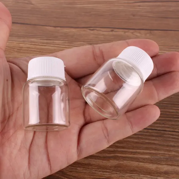 27*35mm 8ml Transparent Glass perfume Spice Bottles with White Plastic Screw lid Tiny Jar Vials DIY Craft