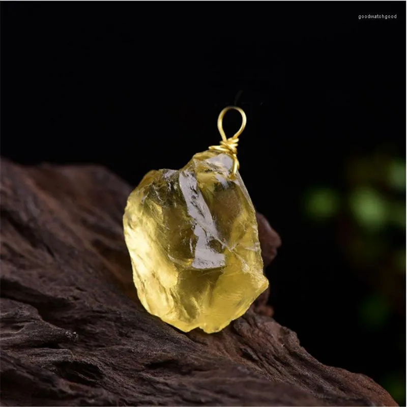 Pendentif Colliers Naturel Citrine Géométrie Minerai Brut Cristal Quartz Drusy Cuivre Irrégulier Méditation Guérison Amulette Mascotte Dangle Bijoux