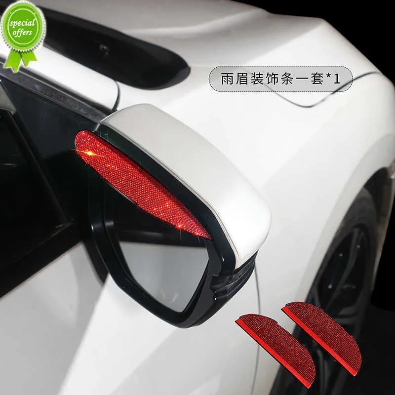 New 2 PCS Car Side Mirror Sticker Waterproof Rain Eyebrow Car Rear View Side Rain Shield Bling Car Accessories Interior for Woman