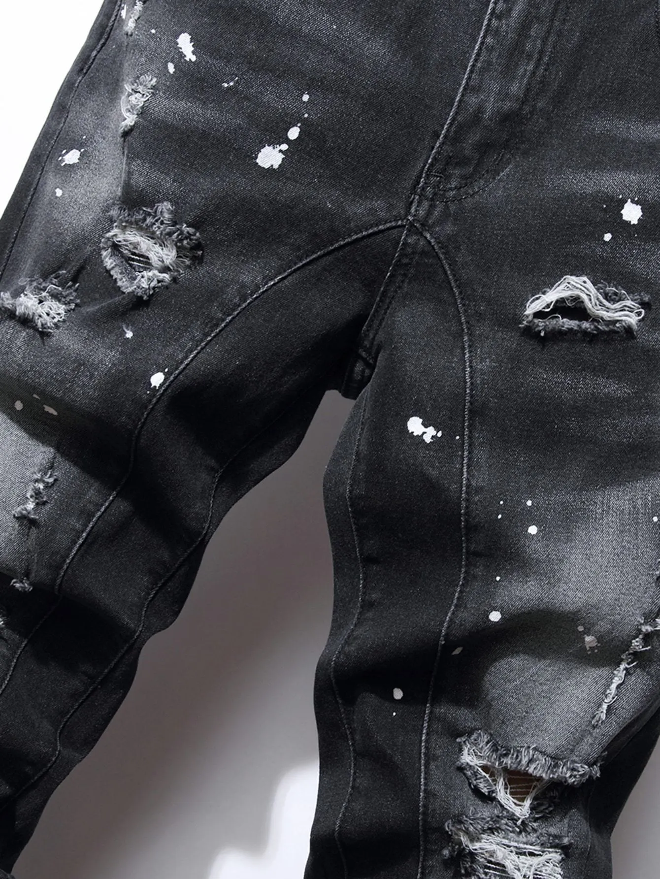 Mens Straight Patchwork Jeans Contrast Color Hip Hop Denim Pants Slim Fit Streetwear Cargo Denim Trousers (Blue,27) At Men's Clothing Store