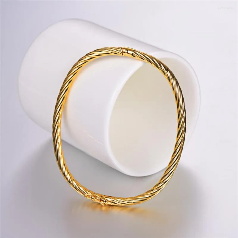 Bangle Kpop simples corda torcida boho jóias ciganas cor de ouro empilhável para mulheres H5221