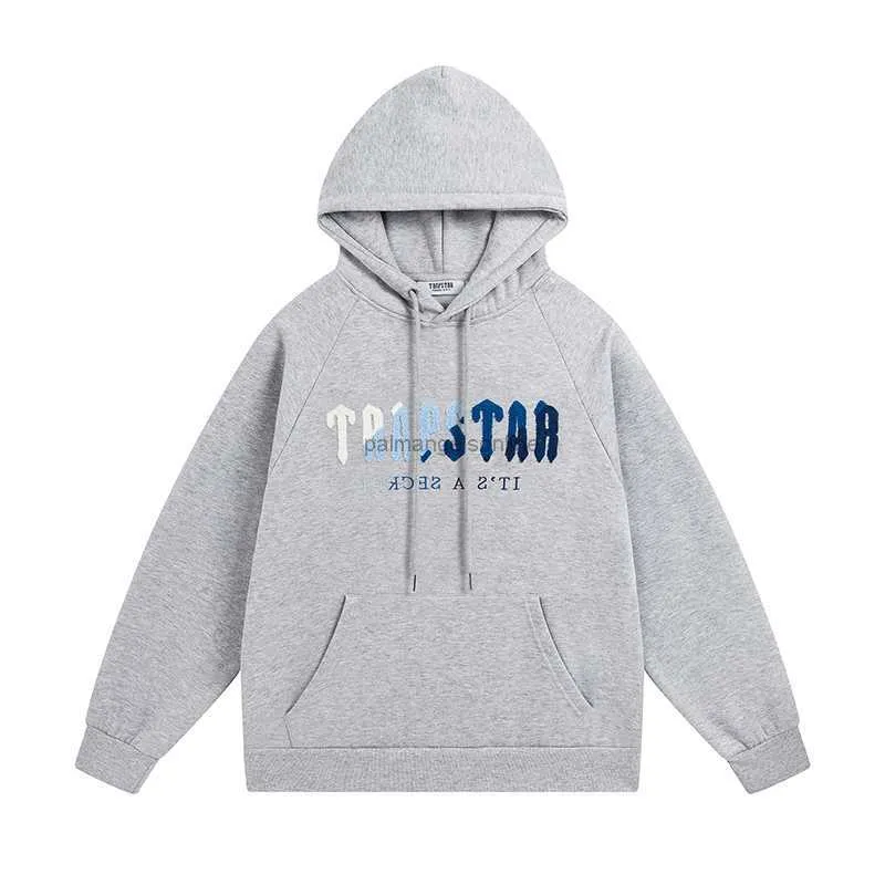 Designer Clothing Mens Sweatshirts Hoodie Trapstar White Blue