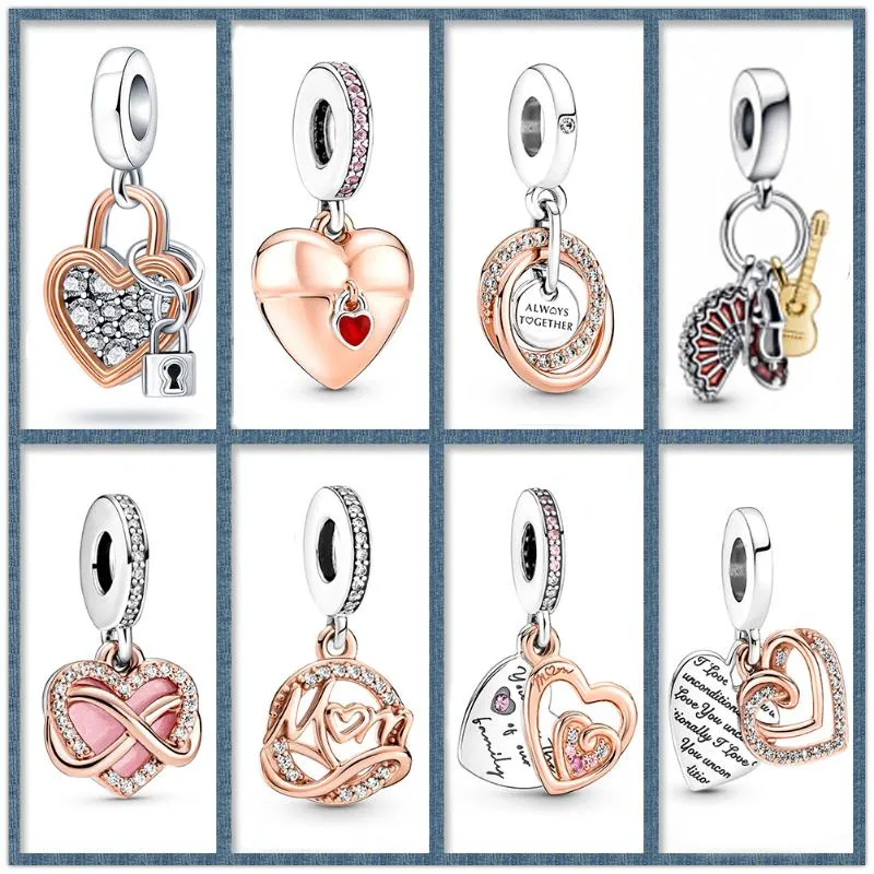 Charms Two Tone Happy Anniversary Charm Passionate Shiny Eternity Symbol Heart Geeignet für Halskette Armband Schmuck JewelryCharms