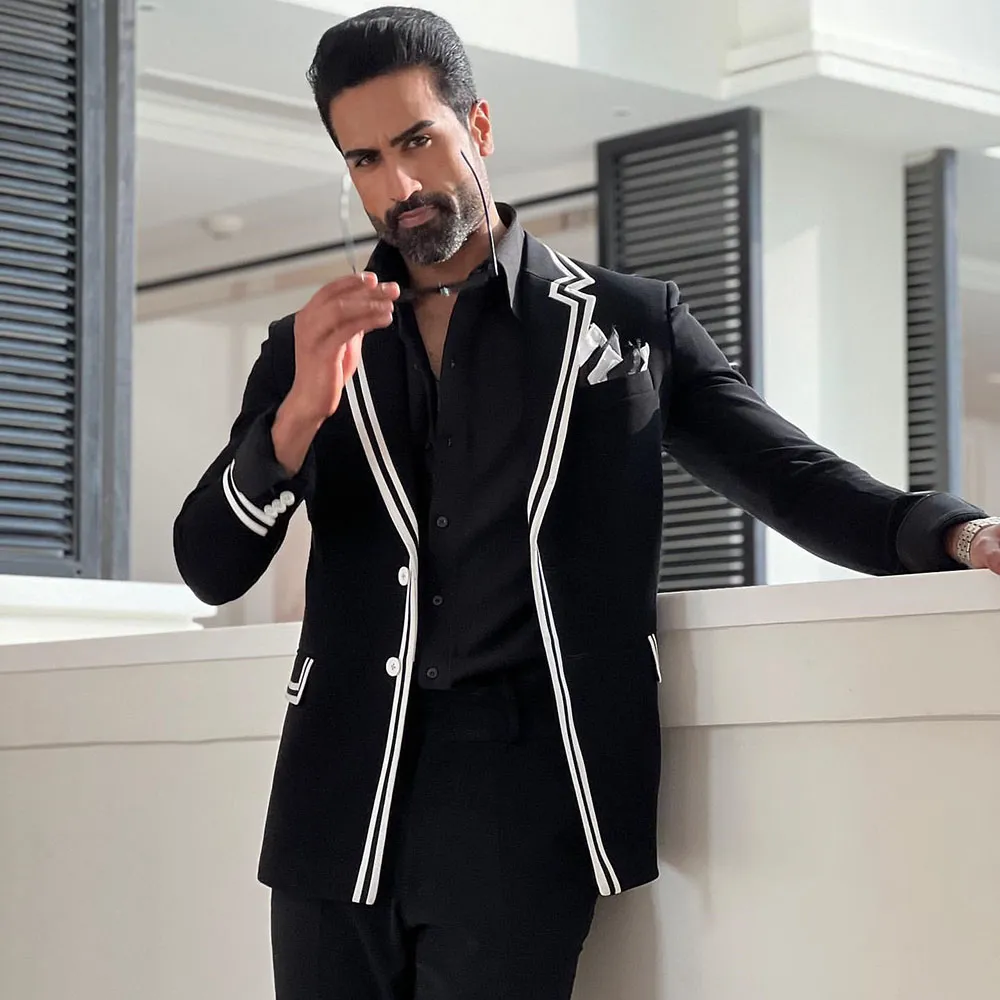 Conjunto De Traje Ajustado De 2 Botones Y 3 Piezas Para Hombre, Chaqueta Sólida, Chaleco, Pantalones, Traje De Negocios, Formal, Boda, Baile De Graduación, Trajes De Esmoquin, Negro