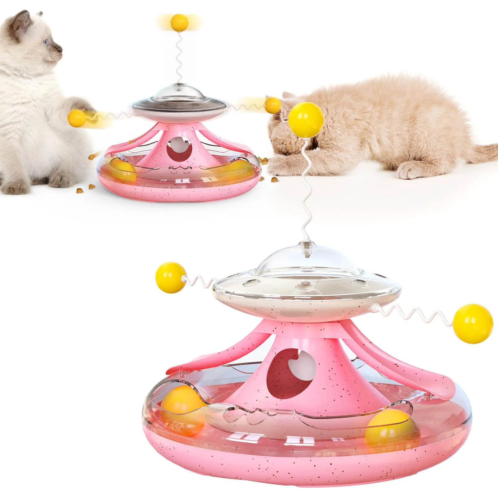 Toys Cat Stuff Interactive Puzzle Game With Whirligig Turntable Kitten Smart Cat Pet Toys Accessories High Quality Training Wheel