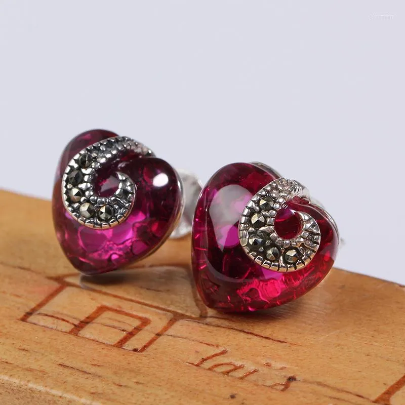 Brincos de garanhão zhjiashun ruby ​​natural 925 Pedras preciosas de prata esterlina para mulheres jóias finas