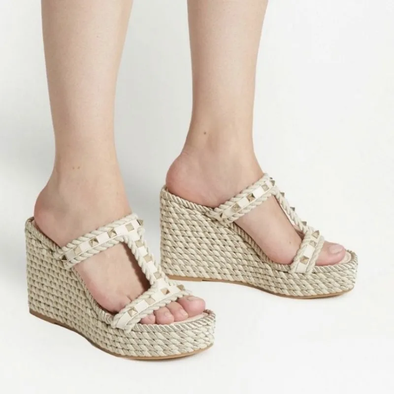 plataforma sandálias femininas rasas sapatos rasos decoração de unhas design de marca chinelos casuais antes de 4 cm com 10 cm de altura sandálias de couro antes de 3,5 cm com 6,5 cm