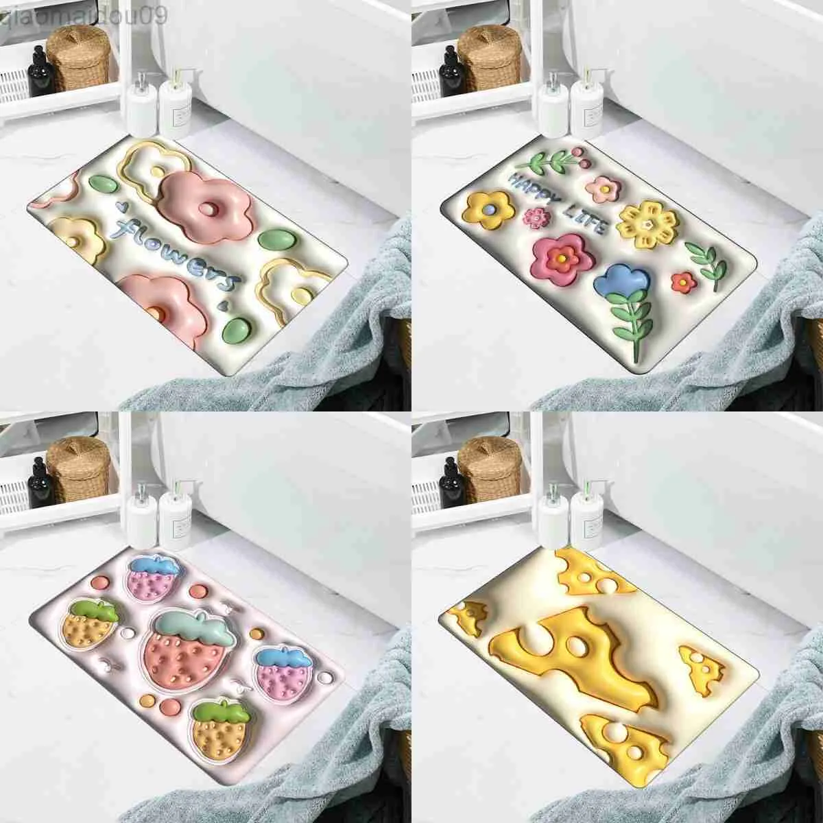 1pc Cartoon Foot Design Bath Mat, Cute Polyester Anti-slip Bath Mat For  Bathroom