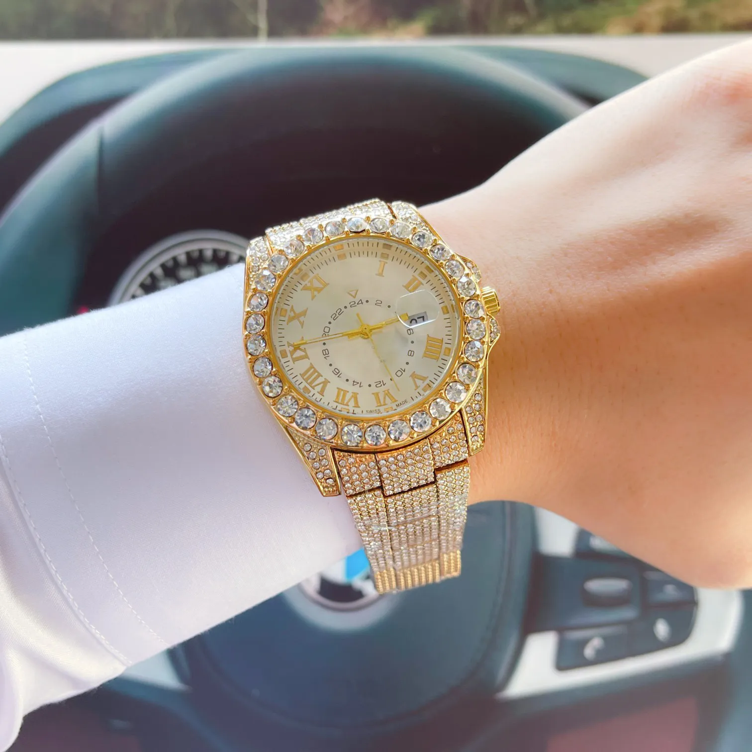 Iced Out Gold Plated Ice Crystal Wrist Watch With Moissanite Pave Diamond High Quality Hip Hop Quartz Timepiece For Men And Women From Megan99 70.87 DHgate.Com