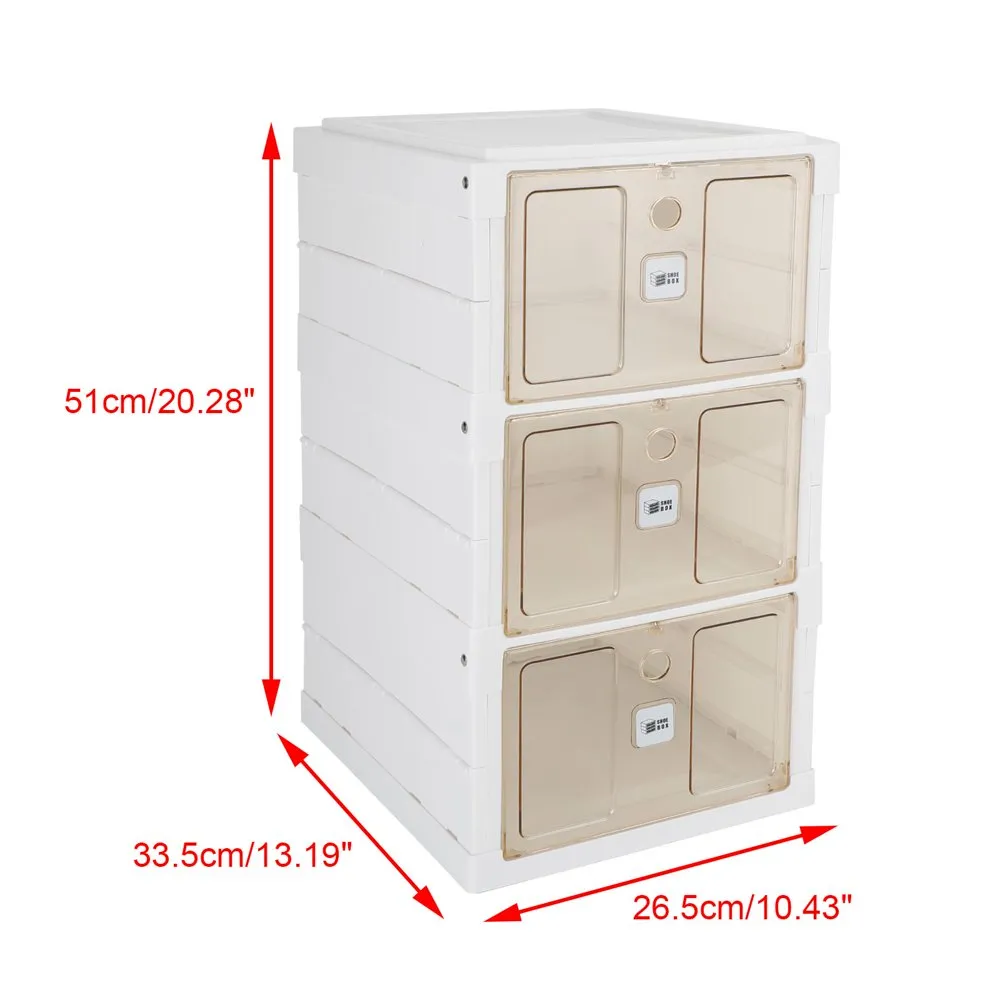 Box Installation-free Organizer Containers Drawer with Lids, Sneaker Storage Cabinet, Space Saving Bins Shoes Rack for Closet, Entryway, Roo