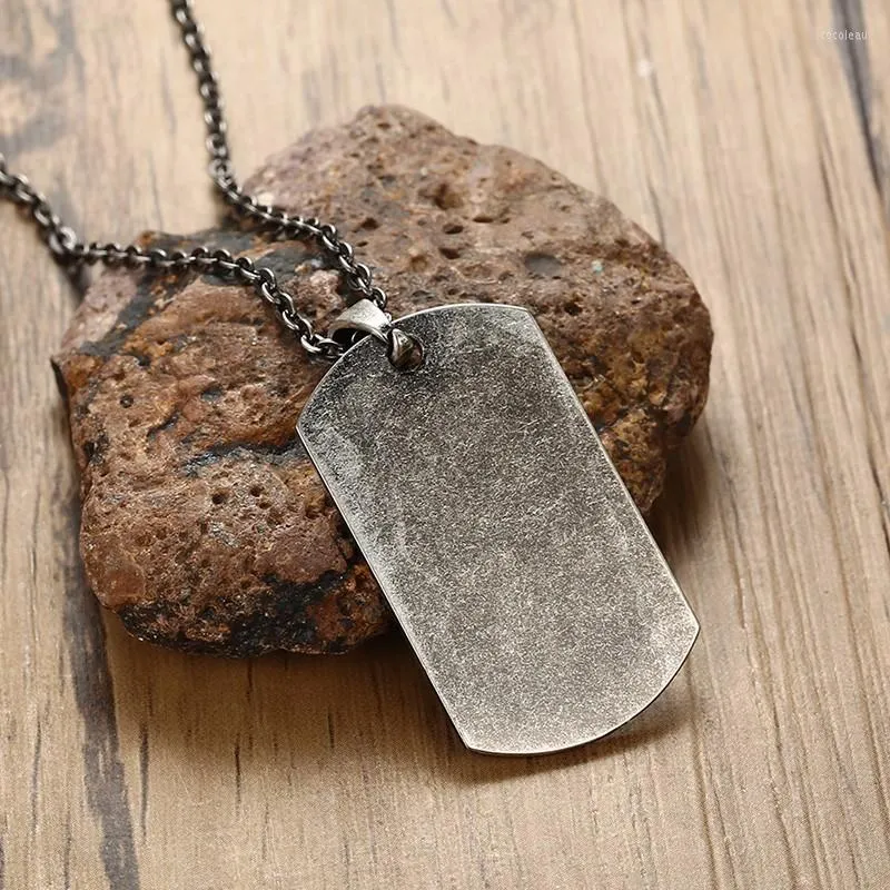 Pendentif Colliers US Military Dog Tag Collier Pour Hommes Acier Inoxydable États-Unis Oxydation Gris Métal Mâle Bijoux 20 Pouces