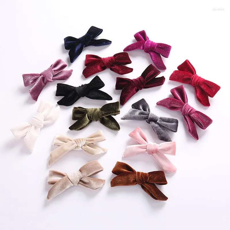 Hair Accessories Children Baby Fashion Solid Velvet Clips For Girls Kids Knot Bow Hairgrips Barrettes Women Wholesale