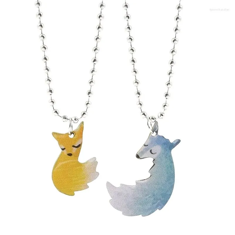 Chaînes 2Pcs / set Dainty -and-Wolf Pendentif Colliers Collier Délicat Pour Les Femmes Minimaliste Bijoux Personnalisés De Noël Dropship