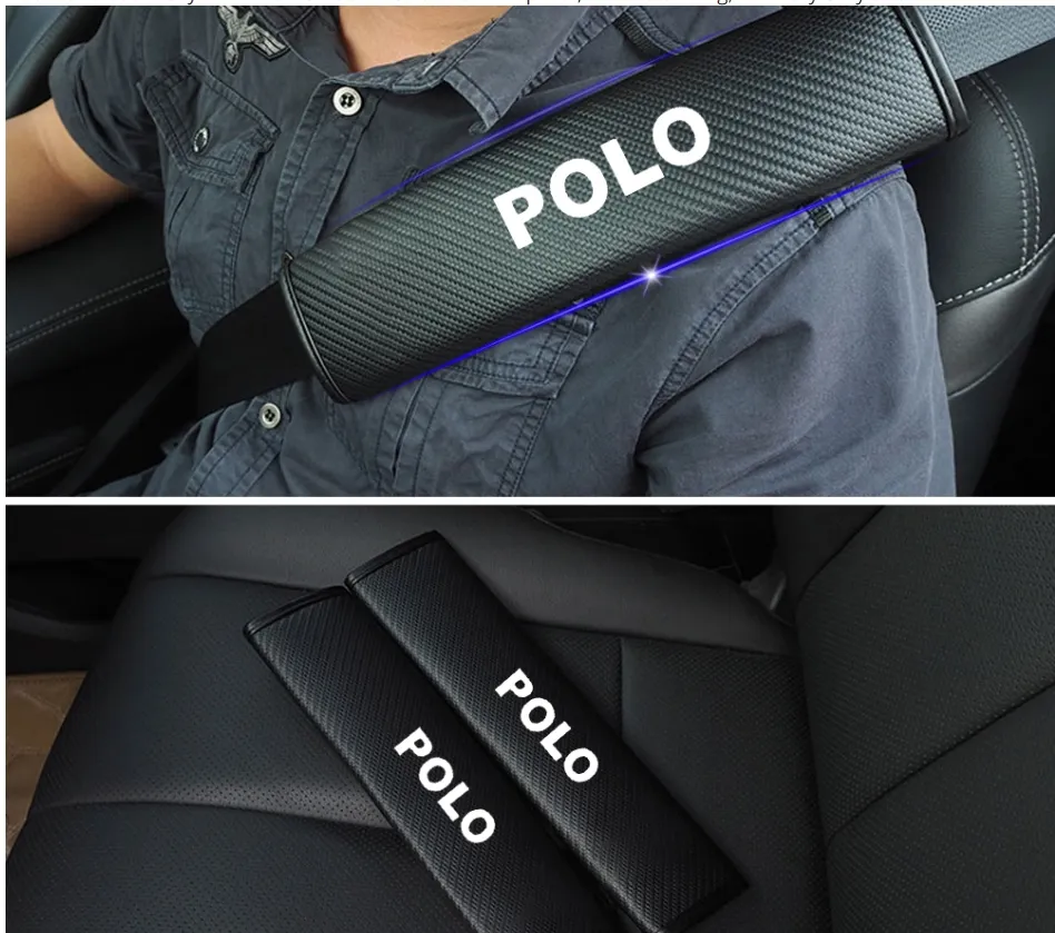 Autocollant de voiture pour VW pour Volkswagen Polo voiture sécurité ceinture de sécurité harnais épaule ajusteur coussin couverture en Fiber de carbone couverture voiture style
