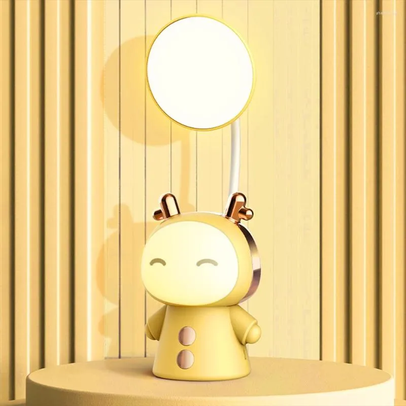 Table Lamps Cute Cartoon LED Desk Lamp USB Rechargeable With 4 Lighting Mode Learning Reading Sleeping Night Light Kids