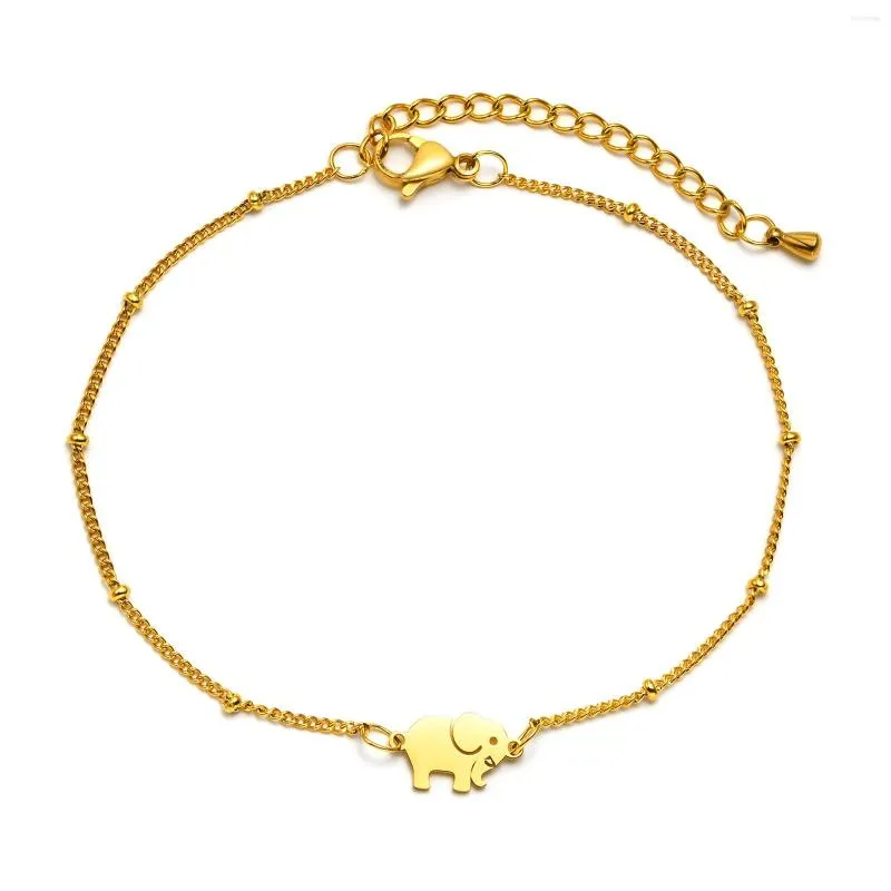 Bracelets à maillons pour femmes, breloque éléphant mignon, couleur or, petit pendentif Animal avec chaîne Satellite réglable, bijoux cadeaux pour filles