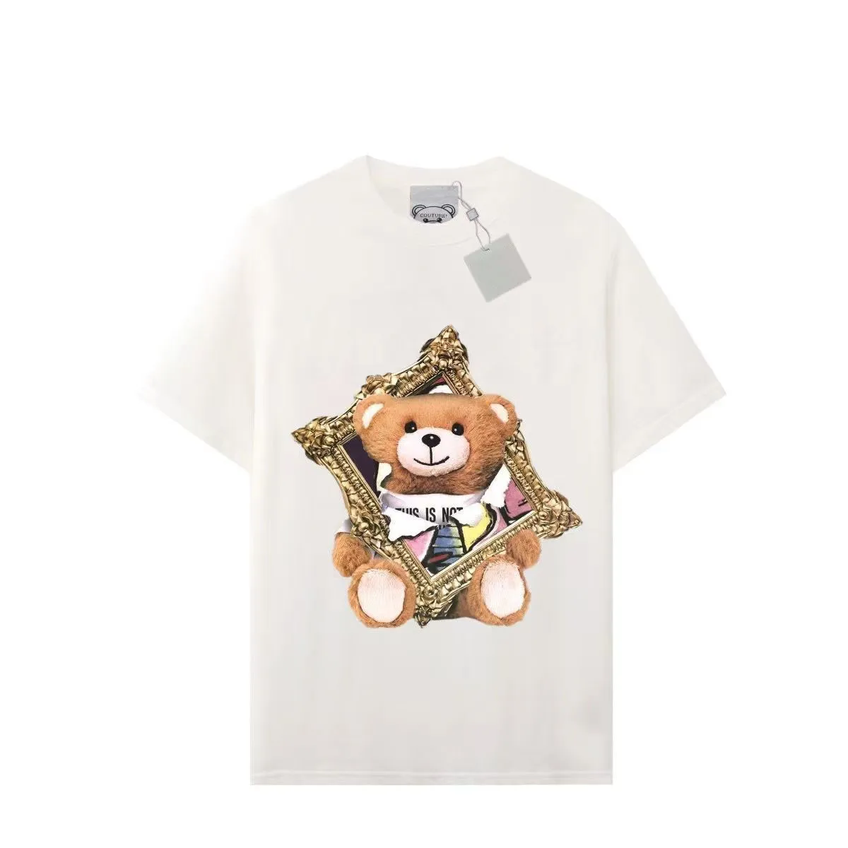 Marques italiennes T-shirt pour femme Lettre d'ours en peluche Impression graphique loisirs Mode couple de qualité durable Coach designer Hommes femme Vêtements tee tops