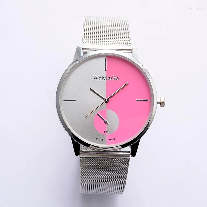 Armbandsur Silver Mesh Band Quartz Womage Fashion Women's Watches Relogio Feminino Casual Watch Ladies Montre Femme