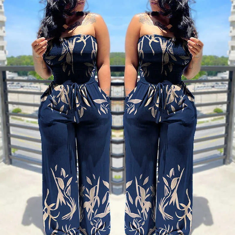 Floral Print Off Shoulder Plus Size Formal Jumpsuits For Women Elegant  Summer Fashion With Drawstring Waist And Wide Leg T230504 From Mengyang02,  $11.41