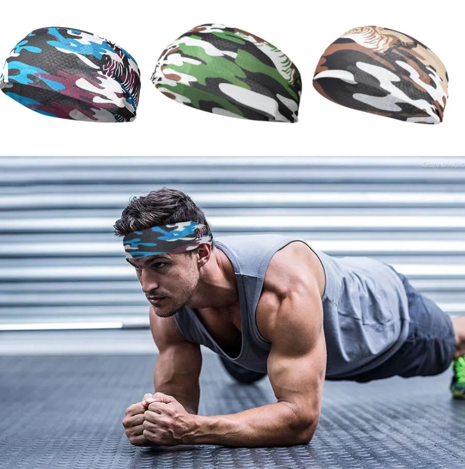 Ice Silk Camouflage Headbanden Men Women Running Hair Head Band Elastische Yoga Turban Fitness Sweat Absorber Fashion Bandanas