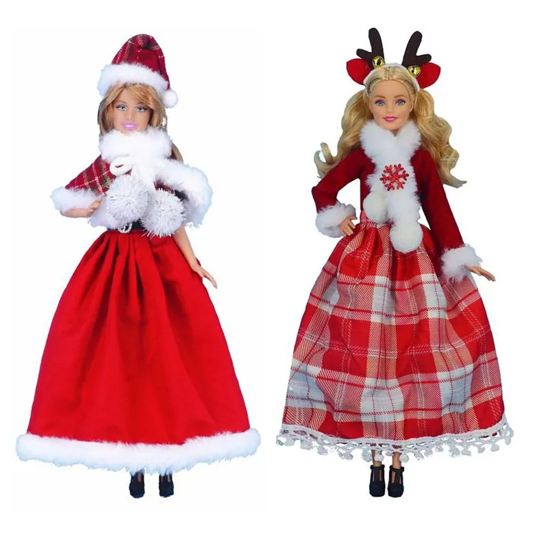 Fashion Doll Christmas robe kawaii 6 articles / lot kids toys accessoires miniatures 30cm chose pour Barbie DIY DRAY GIRLS GAME