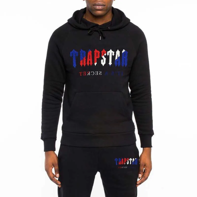 Designerkleidung Herren Sweatshirts Hoodie trapstar Herbst/Winter Neue Pullover Blau Rot Handtuch Samt Bestickter Plüsch Verdickter Hoodie Mode Streetwear Tops