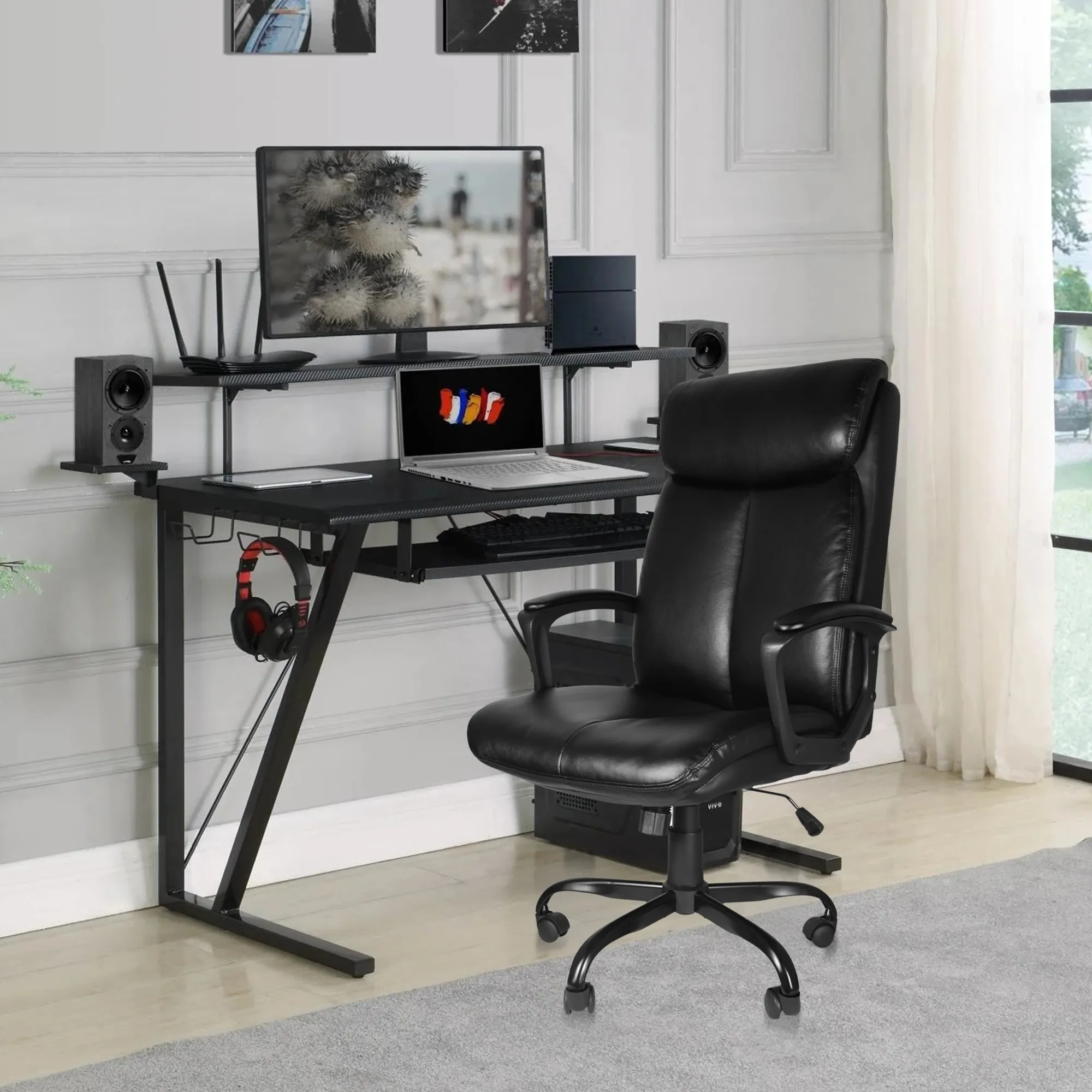 Office Desk Chair With High Quality PU Leather Adjustable Height