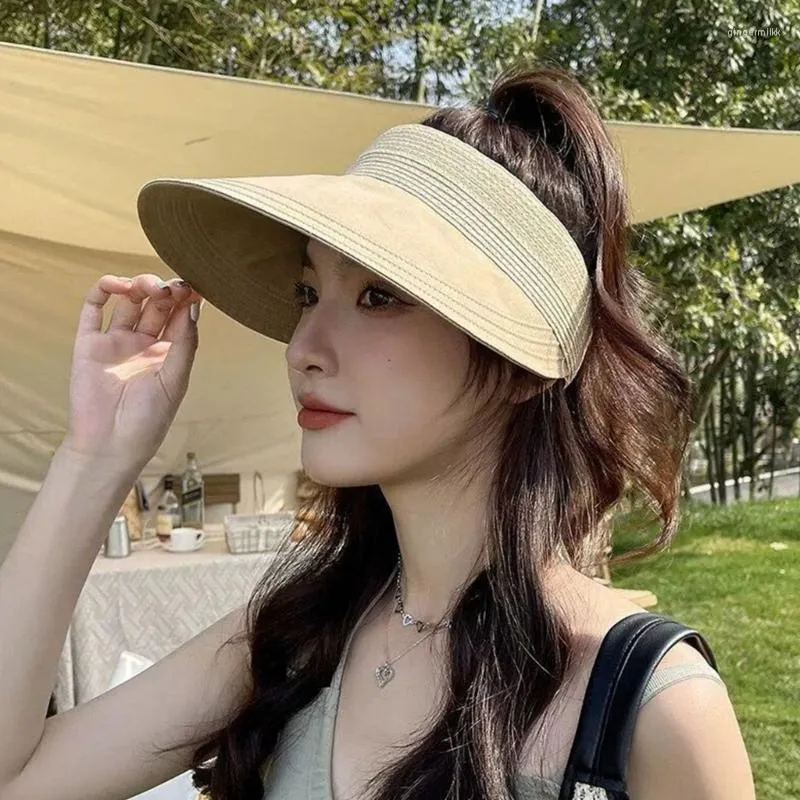 Szerokie grzbiet kapelusze kobiety letnie czapkę Visor Sun słomka golf capvisor ochrona UV Hurtowa