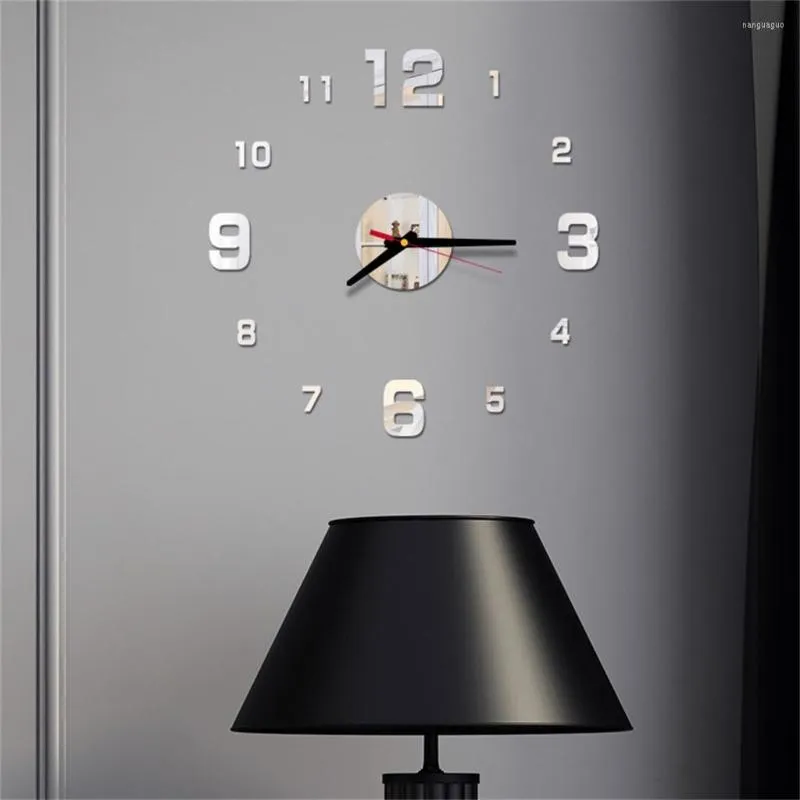 Wall Clocks 3D Digital Clock Mirror Sticker Family Room Modern Office Art Deco Design Living Kitchen Home Decoration