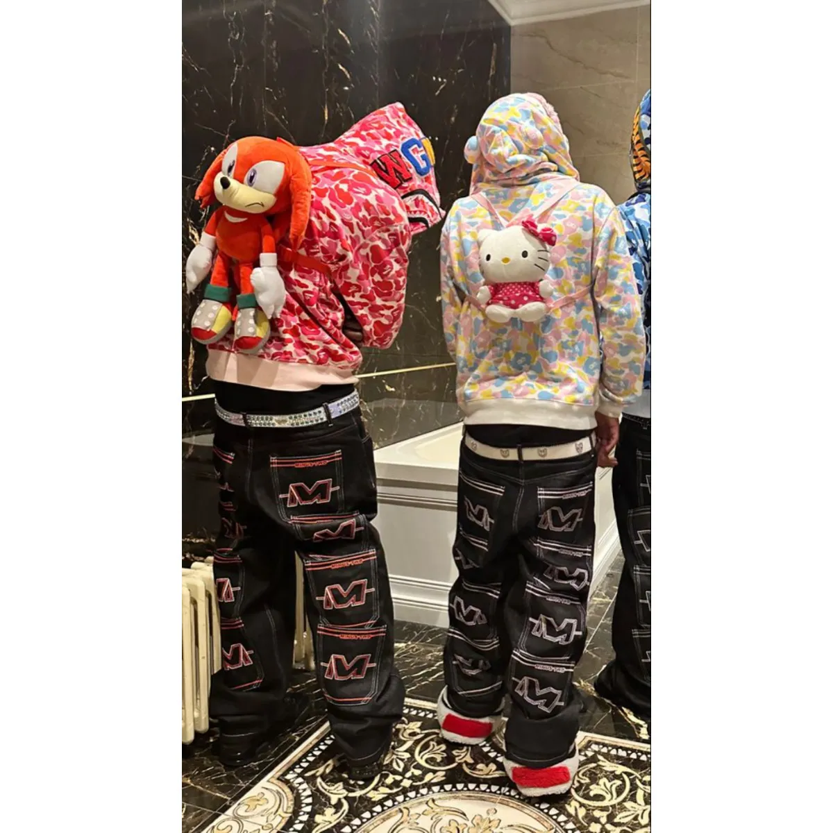 Herenjeans y2k baggy kleren 2023 straat hiphopstijl trend mode broek letter m pocket print heren wideleg baggy jeans 230506
