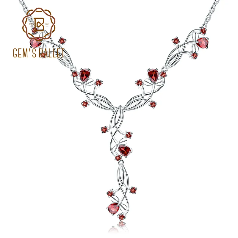 Pendanthalsband Gem S Ballet 8 08CT Natural Red Garnet Bridal For Women 925 Sterling Silver Gemstone Wedding Jewelry 230506