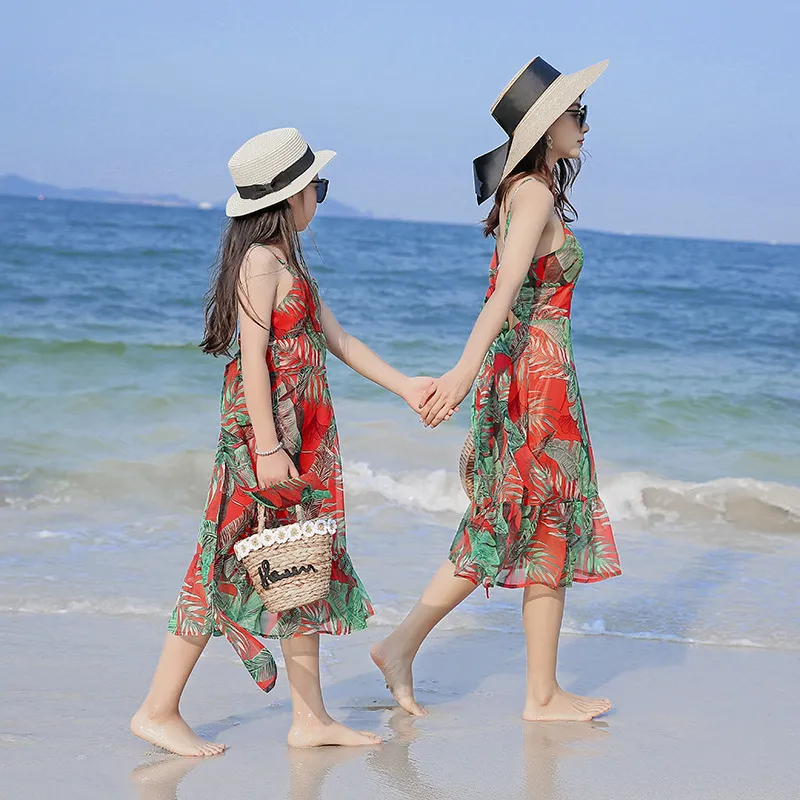 Mom and daughter matching beach dresses on sale