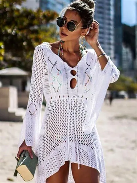 Womens white swimsuit coverups sales