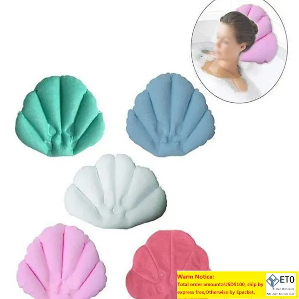 Doux salle de bain oreiller maison confortable Spa gonflable tasses de bain en forme de coquille cou gonflable tasses de bain coquille en forme de cou