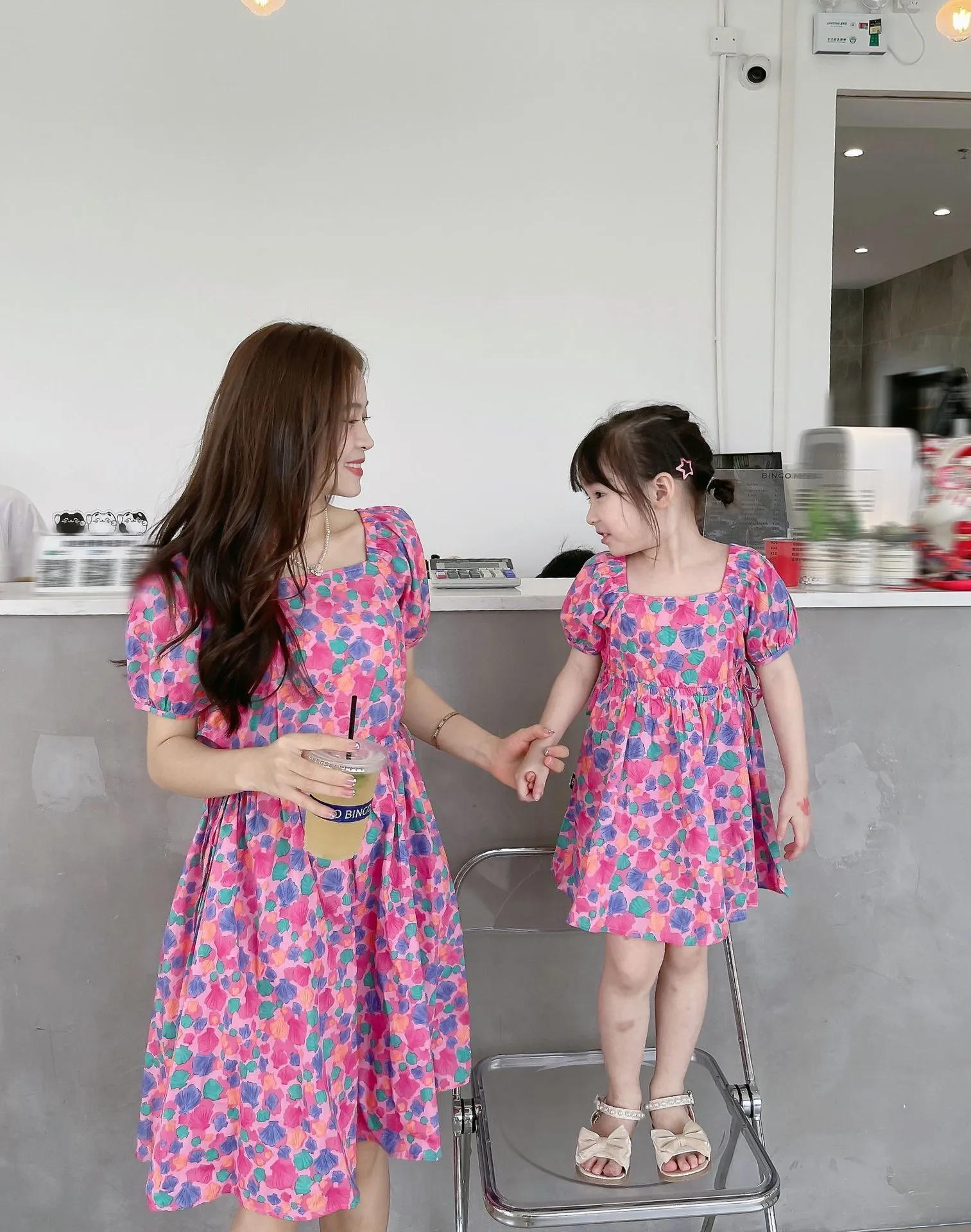 Family Matching Outfits Mother Daughter Floral Dress For Parent