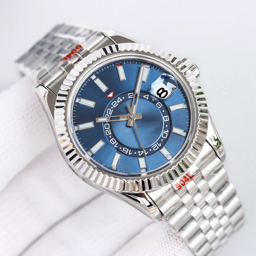 Sky Dweller-Mens 시계 Caijiamin 자동 시계 40mm 시계 이중 회전 기능 날짜 904L 스테인리스 Sapphire 방수 손목 시계 DHGATE U1