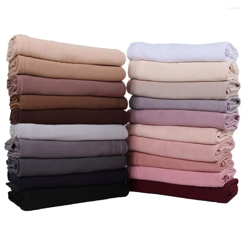 Scarves Wholesale 170X60cm Plain Cotton Jersey Hijab Scarf Shawl Solid Color With Good Stitch Stretchy Soft S For Women