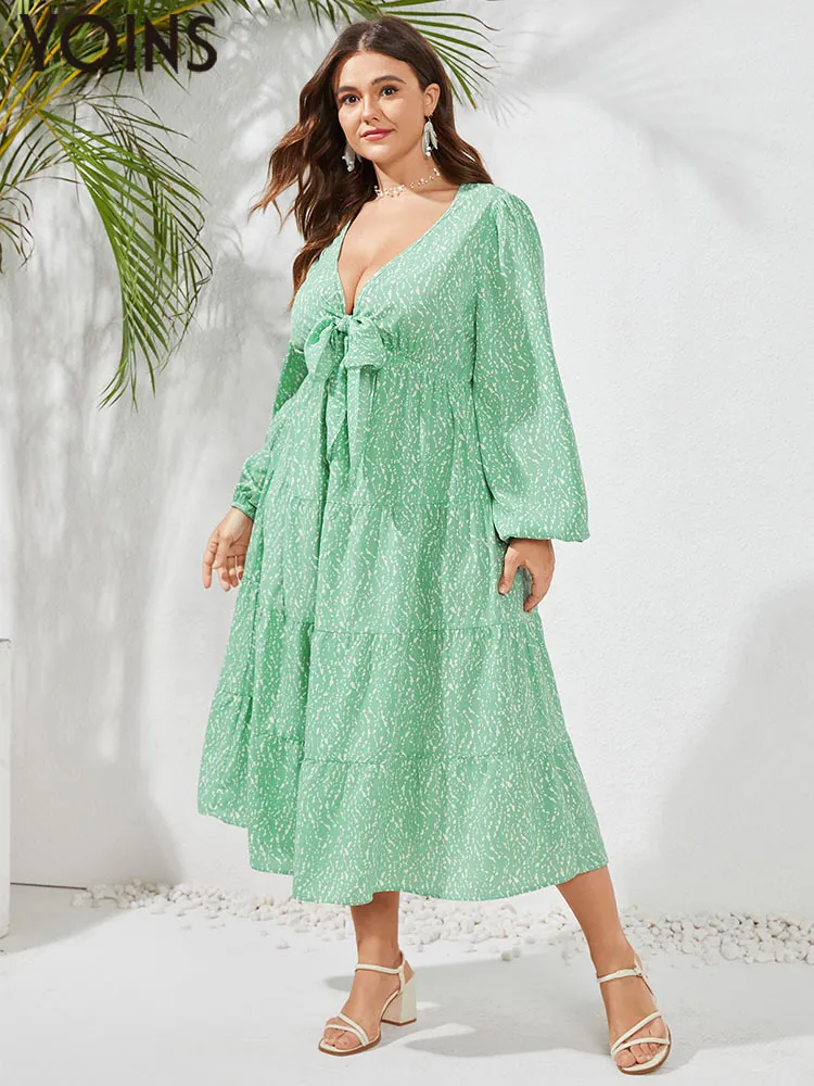 Vestidos De Tallas Grandes YOINS Bohemio Arco Manga Larga