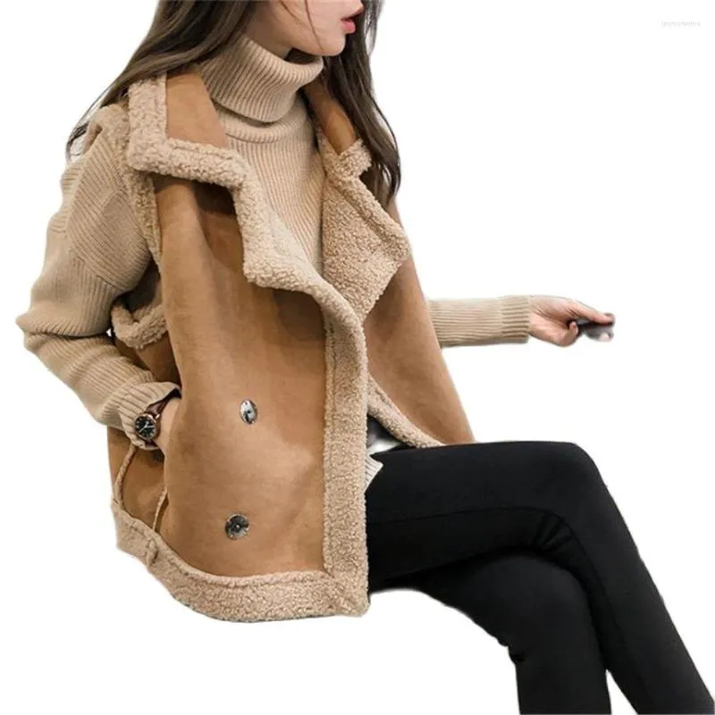 Women's Fur Winter Gilet Autumn Waistcoat Thick Sleeveless Jacket Warm Loose Vest Suede Coat Female Overcoat Outerwear M-4xl