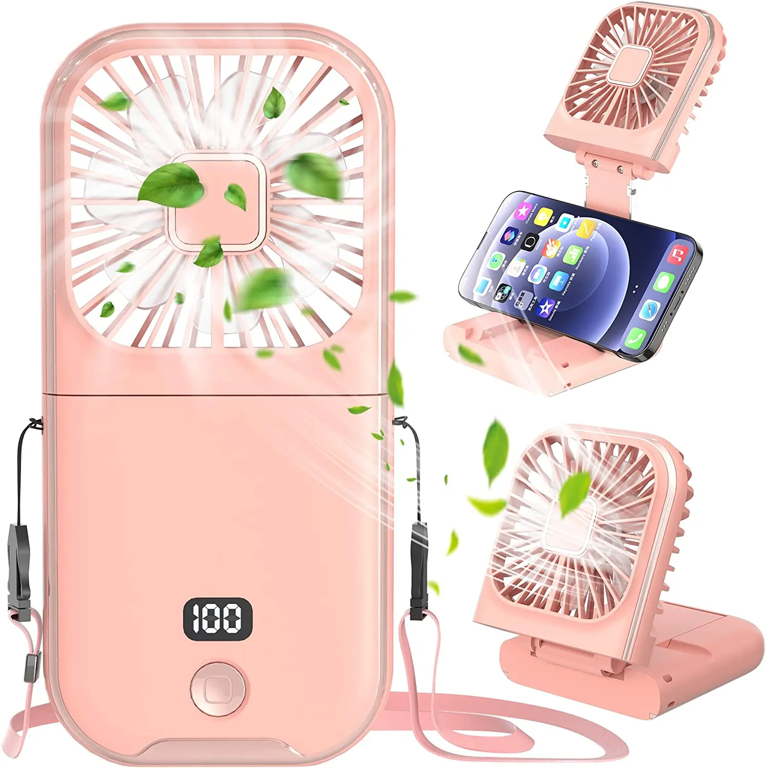 Mini Ventilatore Portatile Pieghevole 10000 MAh: Turbo 50000 Giri/min, 5 Velocità, Display LED, Ricarica USB-C – Per Viaggi, Ufficio E Outdoor