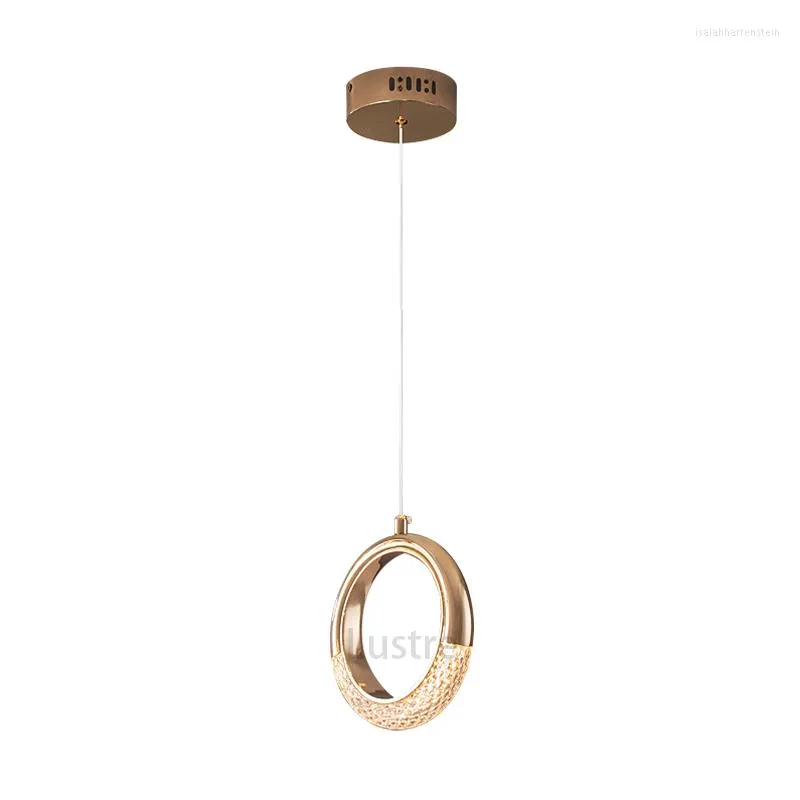 Pendant Lamps Lustre Nordic Fishing Line Round Gilded Small Chandelier Kitchen Simple Bedroom Bedside Lamp Dining Room Shiny Luster