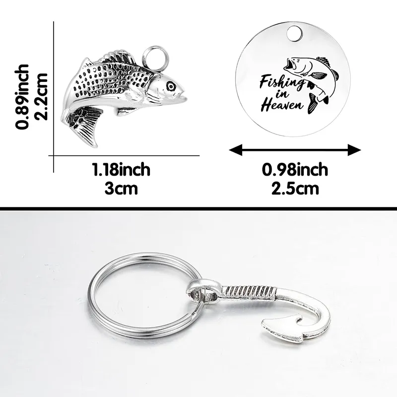 Fishing in Heaven Cremation Urn Keychain Fish Memory Key Tag -Fish Urn  Memorial Keychain-Ashes Keychain Cremation Jewelry