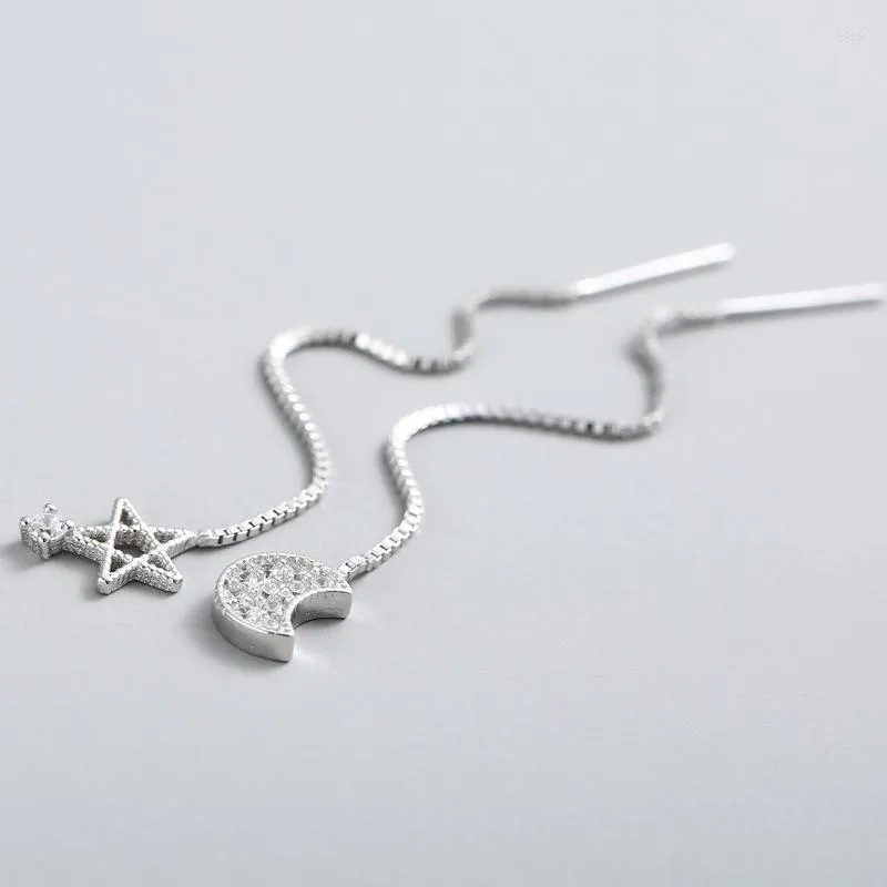 Dange oorbellen Reeti 925 Sterling Silver Long Star For Women Fashion Sterling-Silver-Jwelry Freeship